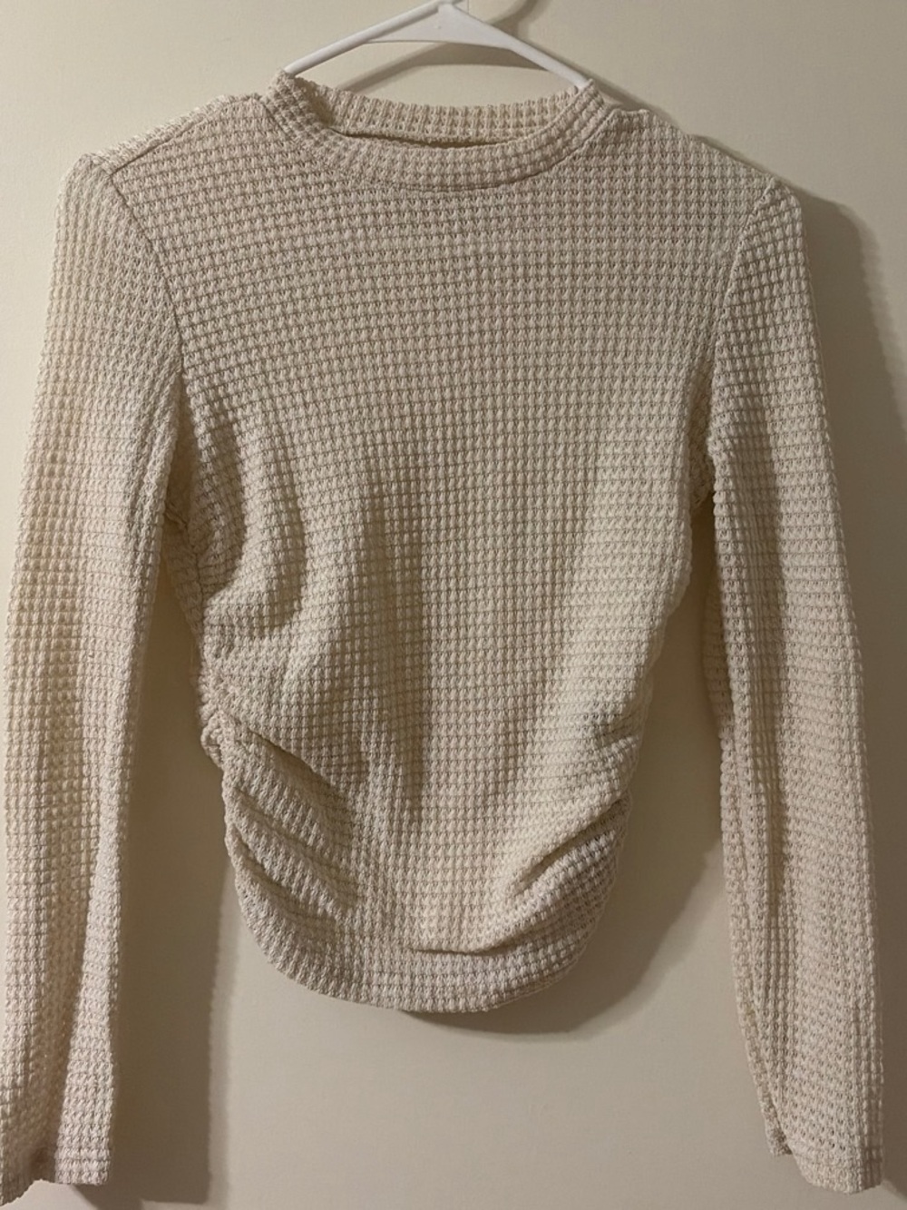 SHEIN Cream Waffle Knit Long Sleeve Top